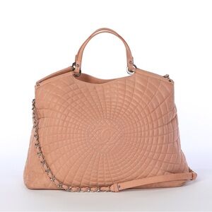 Chanel Light Pink Quilted CC Leather Large Sea Hit Tote